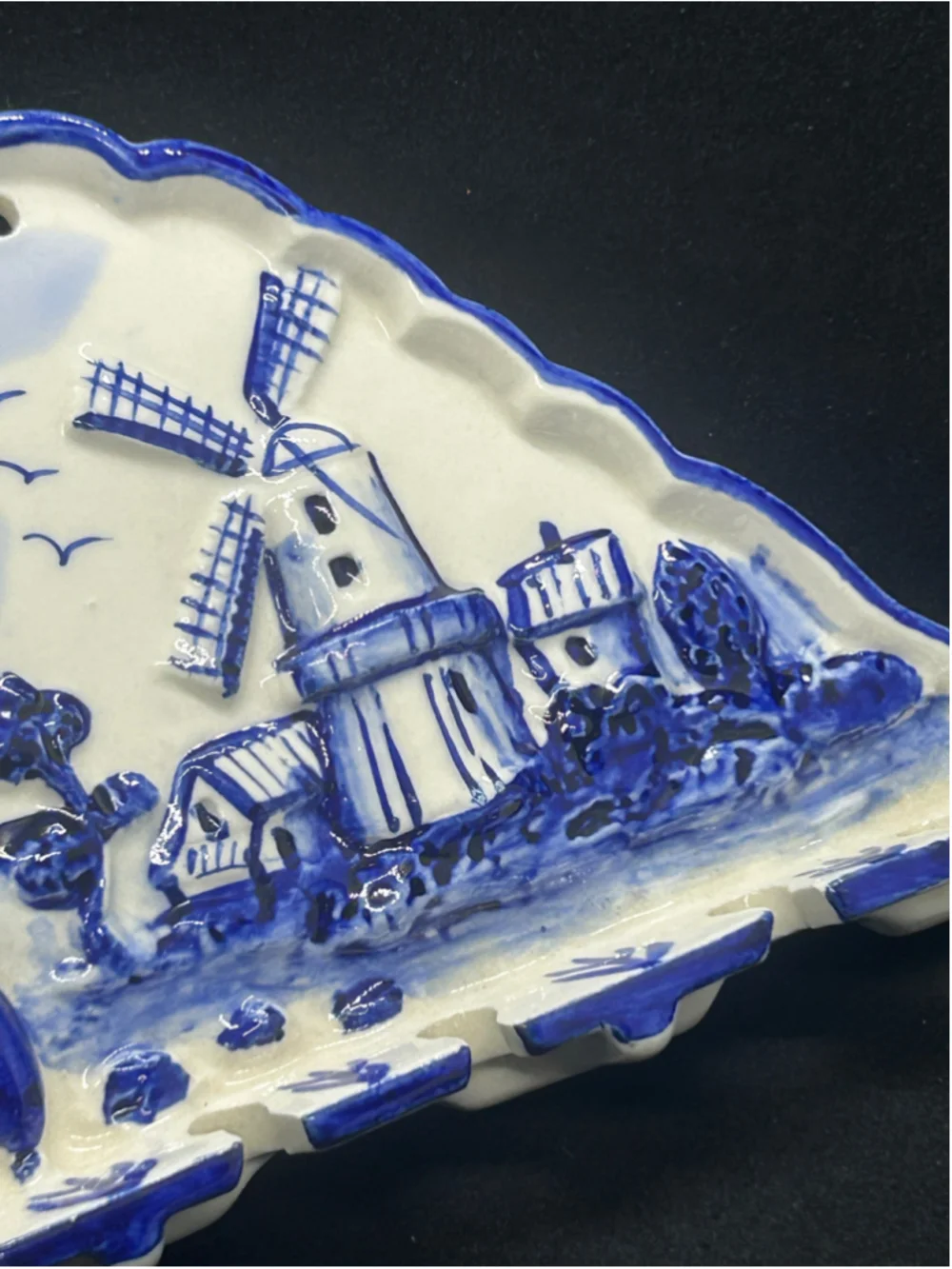 Vtg Royal Delft Small Dutch Windmill Wall Hook Rack One Size White Blue